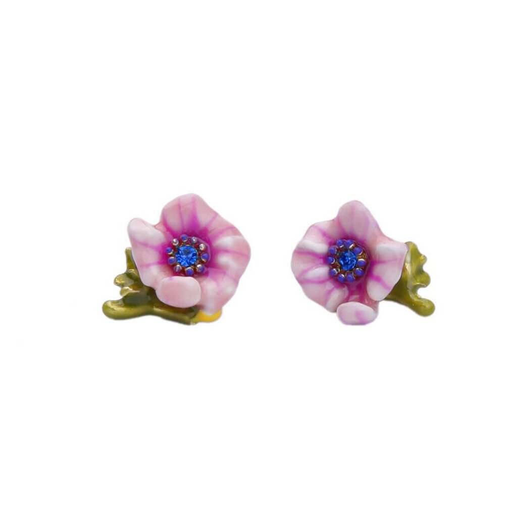 Les Nereides Purple Flower Stud Earrings